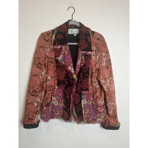 Nothing Matches M 8-10 Jacket Blazer Art to Wear Floral Red Pink Lagenlook USA